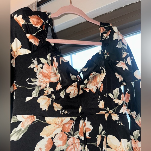 Black Long Midi Floral Dress Sweetheart Neckline Farmers Market Size Medium - Picture 4 of 6